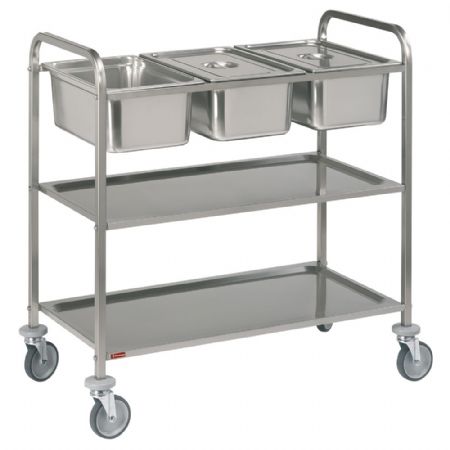 Chariot de service inox 1120x620x1120 mm avec 2 niveaux - Diamond - CP3/311