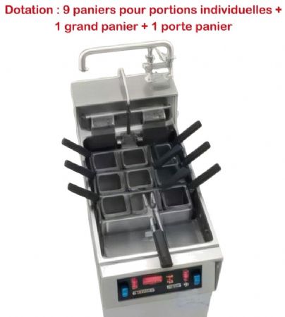Cuiseur à pâte électrique sur meuble avec programme 22+22 L 9 paniers + 1 - 800x800x1273 mm