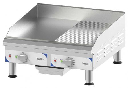 Plaque à Snacker large Rainurée - Lisse Électrique Monophasé 2 x 3 000 W - Casselin - CPASLRL