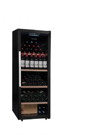 Cave à vins polyvalente noire 1 porte vitrée - 204 bouteilles Cave à vins polyvalente noire 1 porte vitrée - 204 bouteilles
