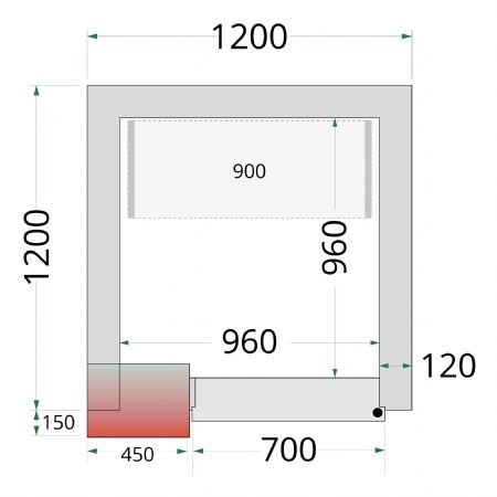 Chambre froide sans groupe panneaux 120 mm 1200x1200x2200 mm - Tefcold - CR 120x120x220-P120
