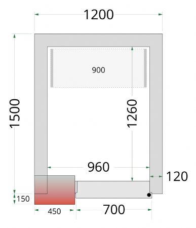 Chambre froide sans groupe panneaux 120 mm 1200x1500x2200 mm - Tefcold - CR 120x150x220-P120