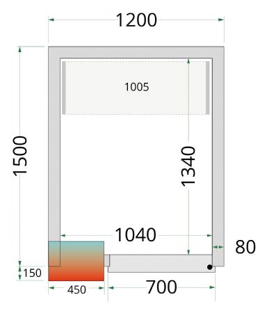 Chambre froide sans groupe panneaux 80 mm 1200x1500x2200 mm - Tefcold - CR 120x150x220-P80