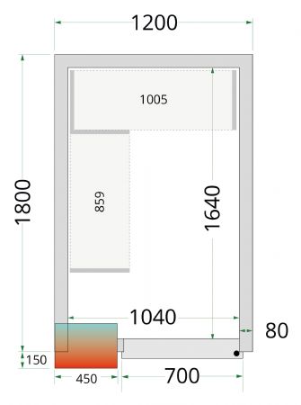Chambre froide sans groupe panneaux 80 mm 1200x1800x2200 mm - Tefcold - CR 120x180x220-P80
