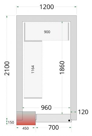 Chambre froide sans groupe panneaux 120 mm 1200x2100x2200 mm - Tefcold - CR 120x210x220-P120