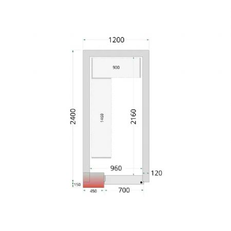 Chambre froide  monter isolation 120 mm sans groupe - 1200x2400x2200 mm