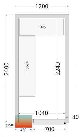 Chambre froide sans groupe panneaux 80 mm 1200x2400x2200 mm - Tefcold - CR 120x240x220-P80