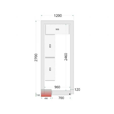 Chambre froide  monter isolation 120 mm sans groupe - 1200x2700x2200 mm