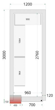 Chambre froide sans groupe panneaux 120 mm 1200x3000x2200 mm - Tefcold - CR 120x300x220-P120