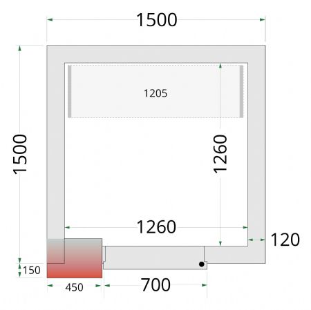 Chambre froide sans groupe panneaux 120 mm 1500x1500x2200 mm - Tefcold - CR 150x150x220-P120