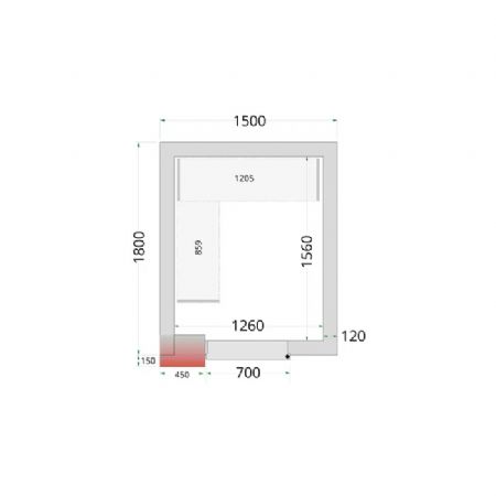 Chambre froide  monter isolation 120 mm sans groupe - 1500x1800x2200 mm