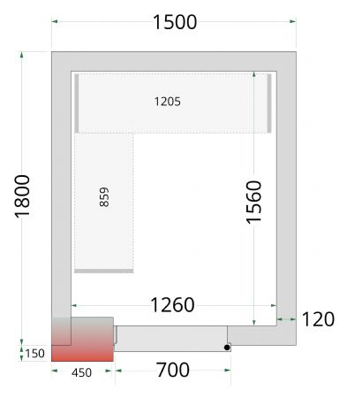 Chambre froide sans groupe panneaux 120 mm 1500x1800x2200 mm - Tefcold - CR 150x180x220-P120