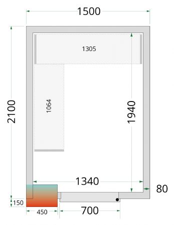 Chambre froide sans groupe panneaux 80 mm 1500x2100x2200 mm - Tefcold - CR 150x210x220-P80