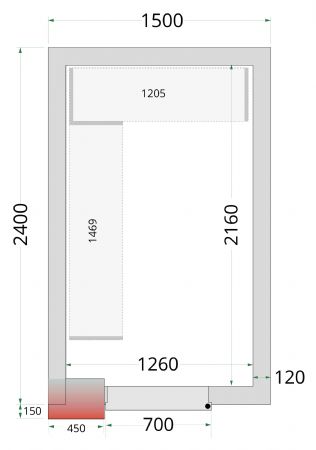 Chambre froide sans groupe panneaux 120 mm 1500x2400x2200 mm - Tefcold - CR 150x240x220-P120
