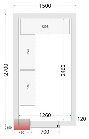 Chambre froide sans groupe panneaux 120 mm 1500x2700x2200 mm - Tefcold - CR 150x270x220-P120