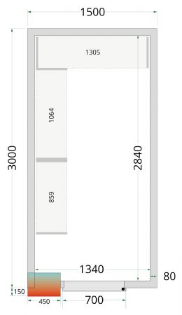 Chambre froide sans groupe panneaux 80 mm 1500x3000x2200 mm - Tefcold - CR 150x300x220-P80