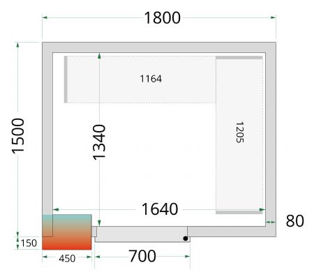 Chambre froide sans groupe panneaux 80 mm 1800x1500x2200 mm - Tefcold - CR 180x150x220-P80