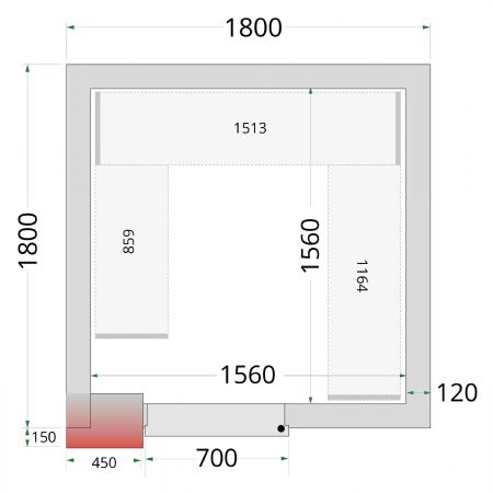 Chambre froide sans groupe panneaux 120 mm 1800x1800x2200 mm - Tefcold - CR 180x180x220-P120