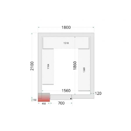 Chambre froide  monter isolation 120 mm sans groupe - 1800x2100x2200 mm