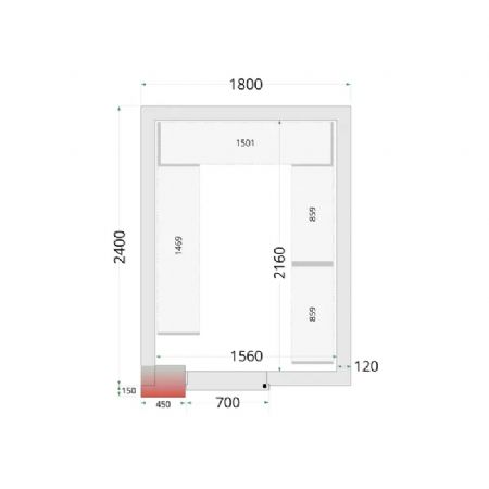 Chambre froide  monter isolation 120 mm sans groupe - 1800x2400x2200 mm
