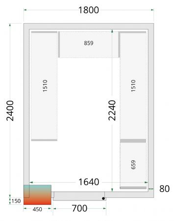 Chambre froide sans groupe panneaux 80 mm 1800x2400x2200 mm - Tefcold - CR 180x240x220-P80