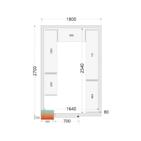 Panneaux de chambre froide 180x270x212 80 mm d epaisseur sans sol