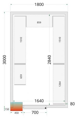 Chambre froide professionnelle sans sol panneaux 80 mm 1800x3000x2120 mm - Tefcold - CR 180x300x212 NF
