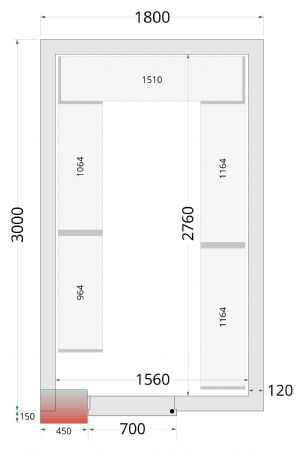 Chambre froide sans groupe panneaux 120 mm 1800x3000x2200 mm - Tefcold - CR 180x300x220-P120