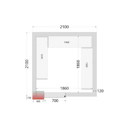 Chambre froide  monter isolation 120 mm sans groupe - 2100x2100x2200 mm