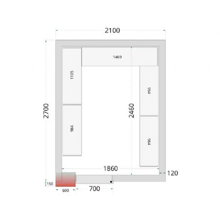 Chambre froide  monter isolation 120 mm sans groupe - 2100x2700x2200 mm