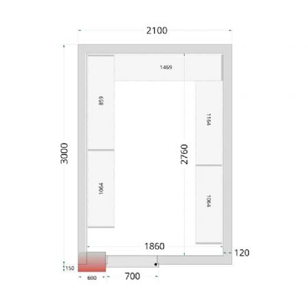 Chambre froide  monter isolation 120 mm sans groupe - 2100x3000x2200 mm