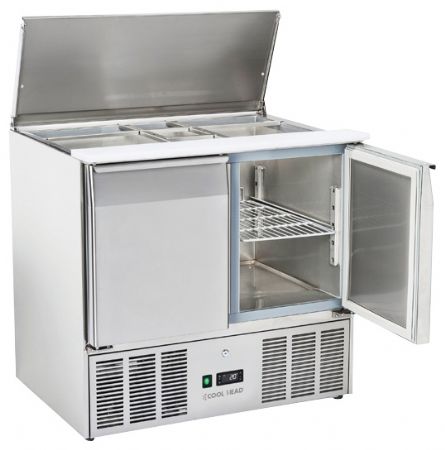 Saladette réfrigérée 2 portes pleines couvercle inox refermable +0/+8°C - Coolhead - CR 90A