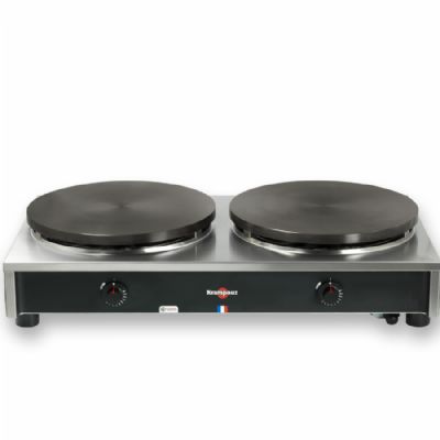 Crêpière pro à gaz double plaque fonte usinée puissance de 11 kW - 86x48,5x20 cm Crêpière pro à gaz double plaque fonte usinée puissance de 11 kW - 86x48,5x20 cm