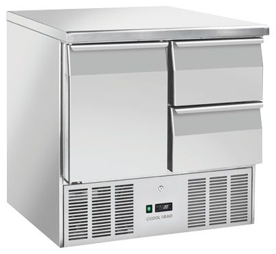 Saladette réfrigérée 1 porte pleine 2 tiroirs couvercle inox +0/+8°C - Coolhead - CRD 92A