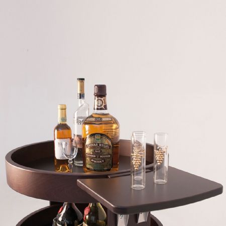 Chariot rond pour bouteilles 3 niveaux bois wengé 650x650x800 mm - Diamond - CRL/3W