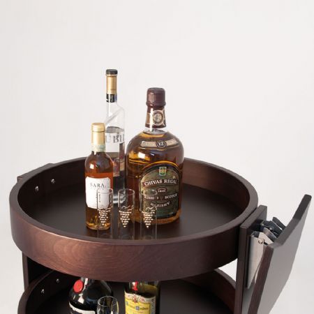 Chariot rond pour bouteilles 3 niveaux bois wengé 650x650x800 mm - Diamond - CRL/3W