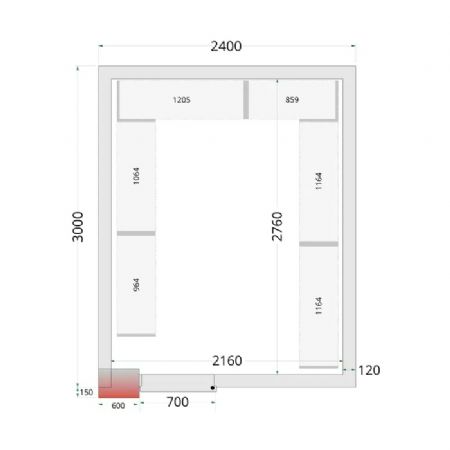 tagre rayonnage inox en U conu pour chambre froide CRNF2430