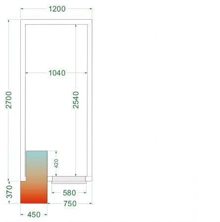 Chambre froide complète positive 0 à +8 °C 1200x2700x2200 mm - Tefcold - CRPF1227