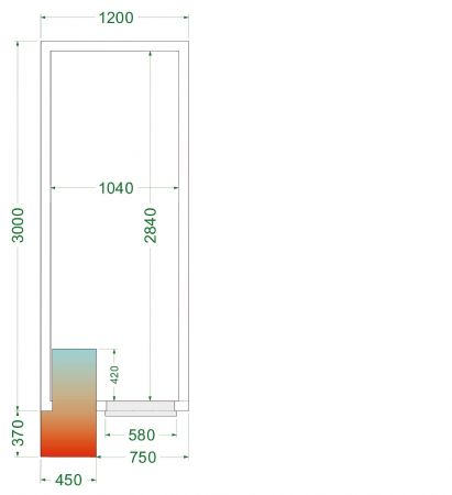 Chambre froide complète positive 0 à +8 °C 1200x3000x2200 mm - Tefcold - CRPF1230