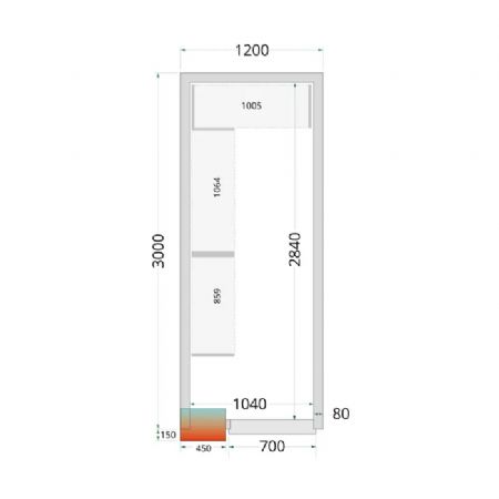 tagre rayonnage inox en L conu pour chambre froide CRPF1230