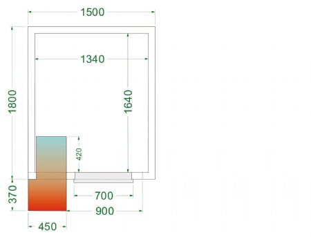 Chambre froide complète positive 0 à +8 °C 1500x1800x2200 mm - Tefcold - CRPF1518