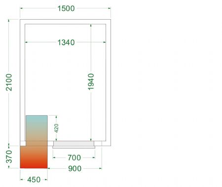Chambre froide complète positive 0 à +8 °C 1500x2100x2200 mm - Tefcold - CRPF1521