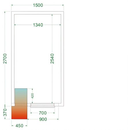Chambre froide complète positive 0 à +8 °C 1500x2700x2200 mm - Tefcold - CRPF1527