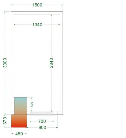 Chambre froide complète positive 0 à +8 °C 1500x3000x2200 mm - Tefcold - CRPF1530