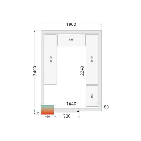 Chambre froide 0  +8 - 1800x2400x2200 mm