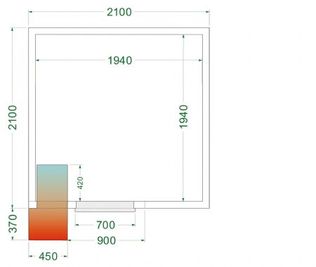 Chambre froide complète positive 0 à +8 °C 2100x2100x2200 mm - Tefcold - CRPF2121