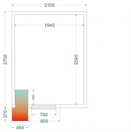 Chambre froide complète positive 0 à +8 °C 2100x2700x2200 mm - Tefcold - CRPF2127