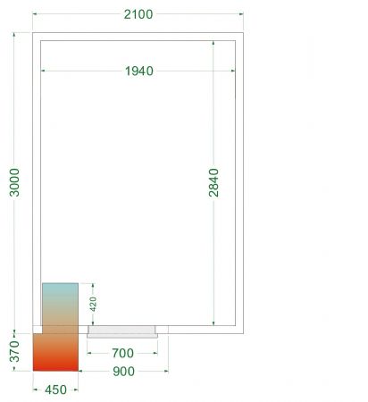 Chambre froide complète positive 0 à +8 °C 2100x3000x2200 mm - Tefcold - CRPF2130