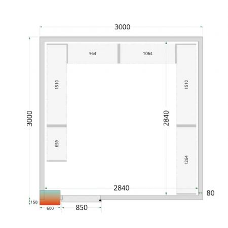 Chambre froide  monter avec groupe positive - 3000x3000x2200 mm