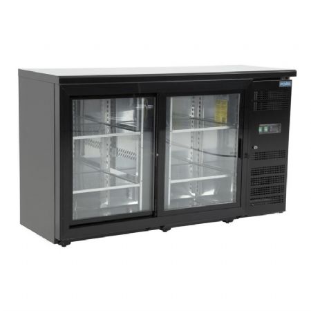 Arrire de bar positif noir avec 2 portes coulissantes 350L